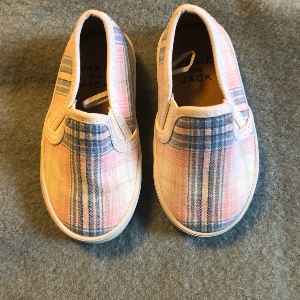 Janie and Jack Kids Plaid Sneakers - Pink and Blue